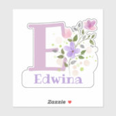 花柄デザインのイニシャルと名前入り Edwina シール (シート)