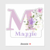 花柄デザインのイニシャルと名前 Maggie シール (シート)