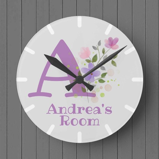 花柄デザインの時計 Andrea ラウンド壁時計