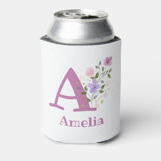 花柄デザインの「Amelia」ネーム 缶クーラー (缶裏面)
