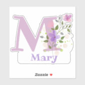花柄デザインの「Mary」+イニシャル シール (シート)