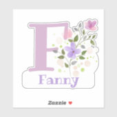花柄デザインのFannyネーム＆イニシャル シール (シート)