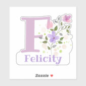 花柄デザインのFelicityネーム&イニシャル シール (シート)