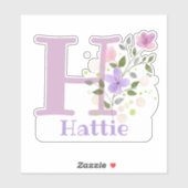 花柄デザインのHattieネーム&イニシャル シール (シート)