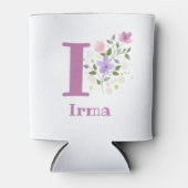 花柄デザインのIrmaネーム 缶クーラー (正面)