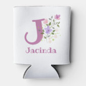 花柄デザインのJacinda名入れ 缶クーラー (正面)
