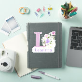 花柄デザインのLeanoraネーム＆イニシャル シール (iPadカバー)