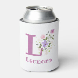 花柄デザインのLeonoraネーム 缶クーラー