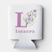 花柄デザインのLeonoraネーム 缶クーラー (裏面)