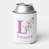 花柄デザインのLeonoraネーム 缶クーラー (缶裏面)