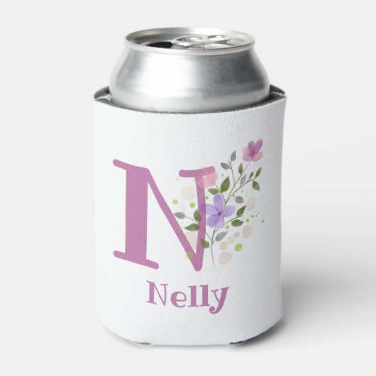 花柄デザインのNellyネーム 缶クーラー (缶正面)