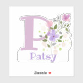 花柄デザインのPatsy名義とイニシャル シール (シート)