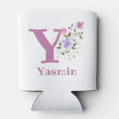 花柄デザインのYasminネーム 缶クーラー (裏面)