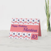 花柄デザインピンク誕生日 カード (正面)