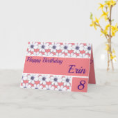 花柄デザインピンク誕生日 カード (黄色い花)