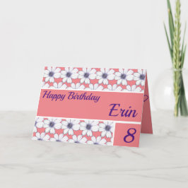 花柄デザインピンク誕生日 カード