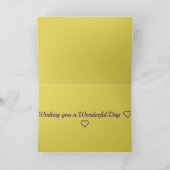 花柄デザインマスタード/パープル誕生日 カード (内部)