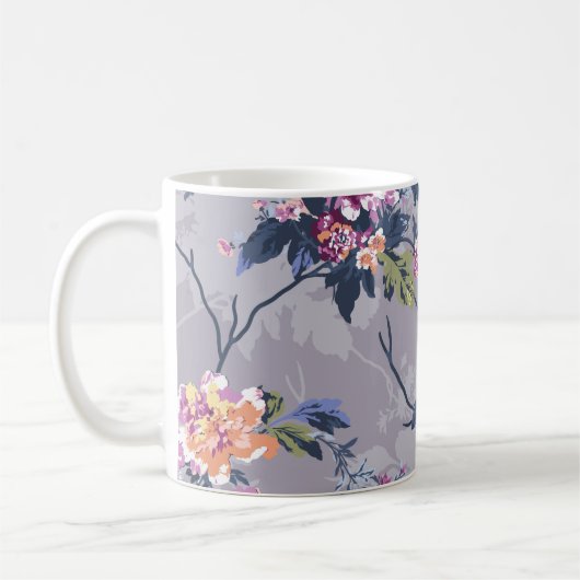 花柄デザイン織図絵画 コーヒーマグカップ (左)