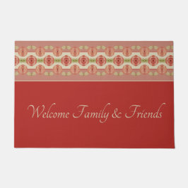 花柄ドアマアートット付きバーンドレッド ドアマット