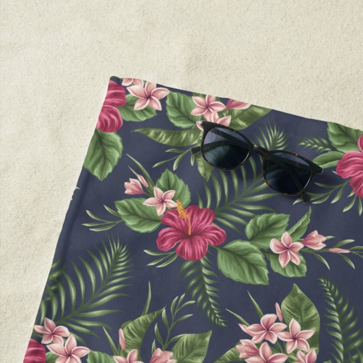 花柄ハイビスカスモノグラムビーチタオル ビーチタオル (インサイチュ)