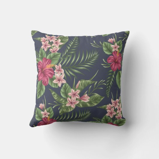 花柄ハイビスカスモノグラム枕 クッション (裏面)