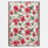 花柄ハイビスカス花 スローブランケット (正面縦)