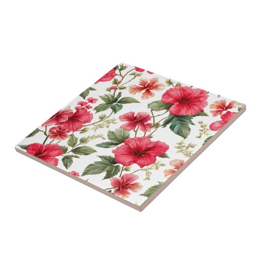 花柄ハイビスカス花 タイル (側面)