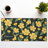 花柄バターカップパーソナライズされた花 デスクマット