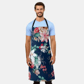 花柄バラと小さな花v エプロン (着用した状態)