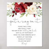 花柄バーガンディの「結婚しよう」ゲームポスター ポスター (正面)