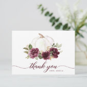 花柄バーガンディパンプキン秋の感謝カード サンキューカード (スタンド正面)