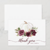 花柄バーガンディパンプキン秋の感謝カード サンキューカード (正面/裏面)