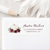 花柄バーガンディパンプキン秋の返送先住所 ラベル (インサイチュ)