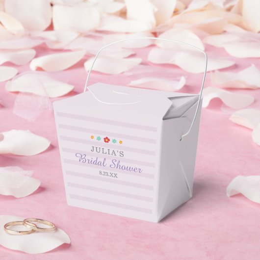 花柄パープルストライプの結婚前お披露目パーティー フェイバーボックス (ウェディング)
