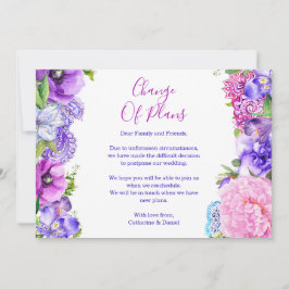 花柄パープルペイズリー プラン変更延期 案内状