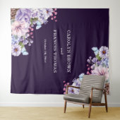 花柄パープル水彩ウェディング オーダーメイド タペストリー (インサイチュ(横))