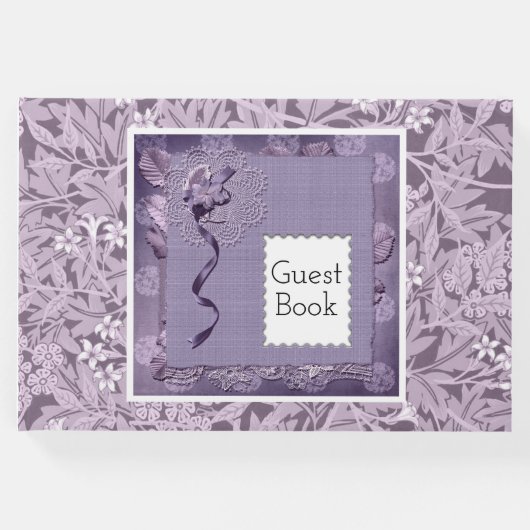 花柄パープル ウィリアムモリス パターン カントリー ゲストブック (正面)