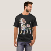 花柄ビーグルシルエットデザイン Tシャツ (正面フル)