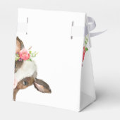 花柄ピンクのポニーと牛のベビーシャワー 白 フェイバーボックス (裏面サイド)