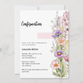 花柄ピンククロス女の子 確認 招待状 (正面)