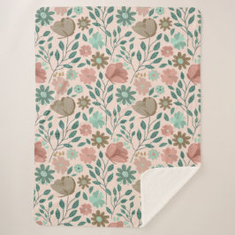 花柄ピンクグリーン茶色のブホ シェルパブランケット