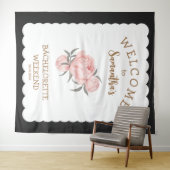 花柄ピンクゴールドの女の子らしいバチェロレッテ タペストリー (インサイチュ(横))
