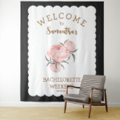 花柄ピンクゴールドの女の子らしいバチェロレッテ タペストリー (インサイチュ)