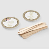 花柄ピンクゴールドの結婚式プログラム ハンドファン (組立なし)