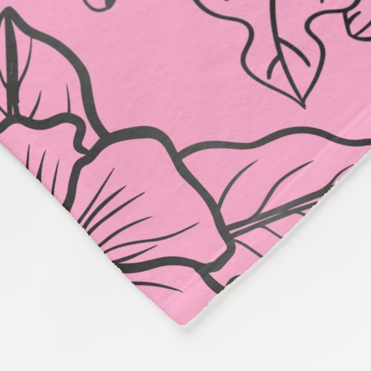 花柄ピンクパーソナライズされた名 フリースブランケット (角)