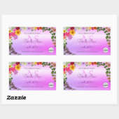 花柄ピンクパープル製品ラベルモノグラムとロゴ 長方形シール (シート)