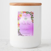 花柄ピンクパープル製品ラベル モノグラムとロゴ フードラベル (正面)