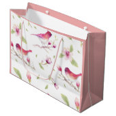 花柄ピンク白 ラージペーパーバッグ (正面アングル)
