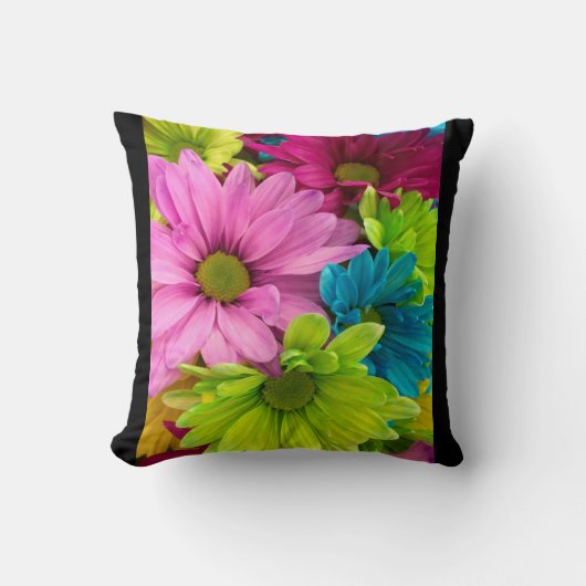 花柄ピンク緑ブルー クッション (正面)