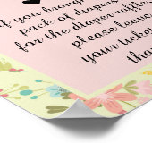 花柄ピンク黄色緑おむつくじ ポスター (角)